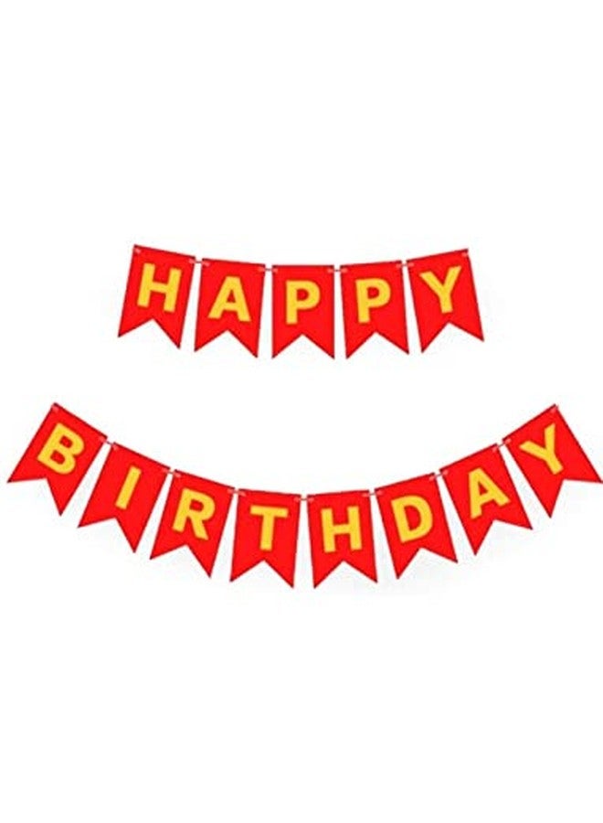 Fun Affairs Happy Birthday Banner Decoration for Kids Bday Party Celebrations Red and Gold - Image 2